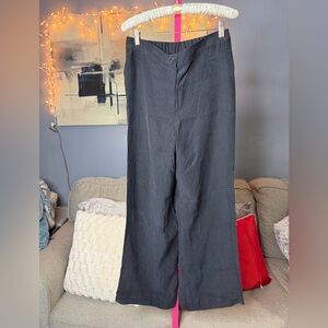 Faik Sönmez Black Lyocell Tencel Wide Leg Pants Size 38 ✨